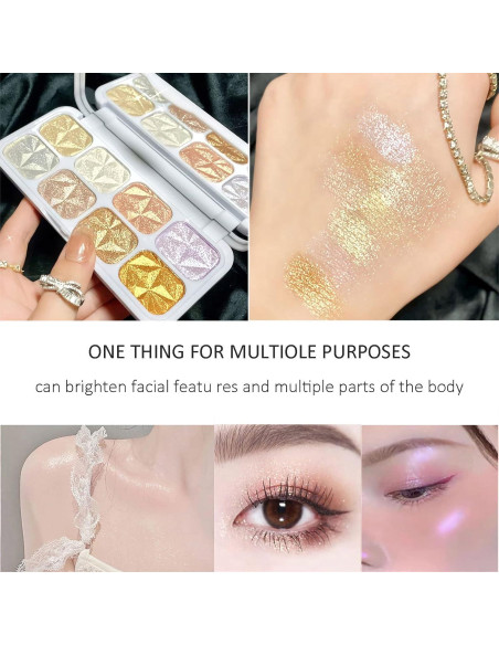 Paleta de Maquillaje Iluminador Facial SUMEITANG 8 Colores Brillantes Paleta de Maquillaje Iluminador Facial SUMEITANG 8 Colores Brillantes