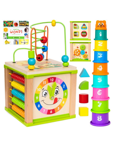 Cubo de Actividad de Madera ToyVentive 5 en 1 para Niños