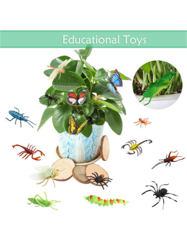 Figuras de Insectos de Juguete Pinowu - 24 Piezas 5-10 cm