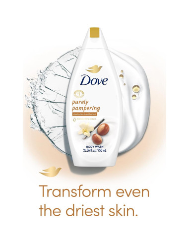 Gel de Baño Dove Cuidado Puro 750 ML - Paquete de 6