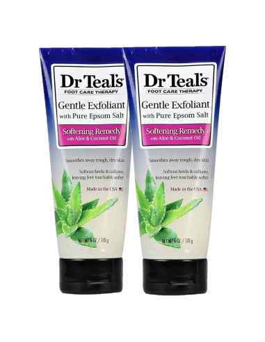 Exfoliante para pies Dr. Teals con aceite de coco y aloe vera - 2x170g