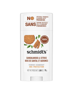 Desodorante Vegano Schmidt's Sándalo y Cítricos 75 g - Sin Aluminio