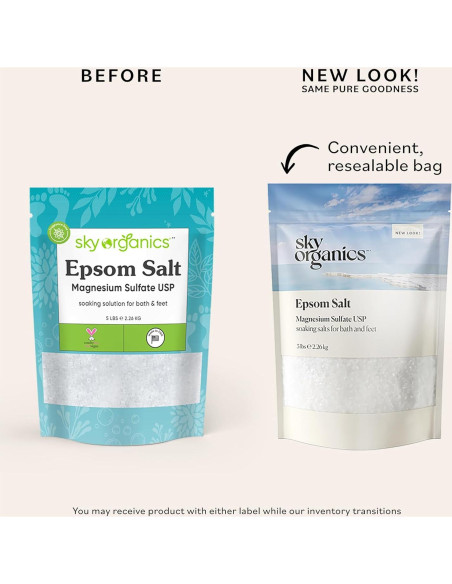 Sal de Epsom 2.27 kg Sky Organics - 100% Pura y Natural Sal de Epsom 2.27 kg Sky Organics - 100% Pura y Natural