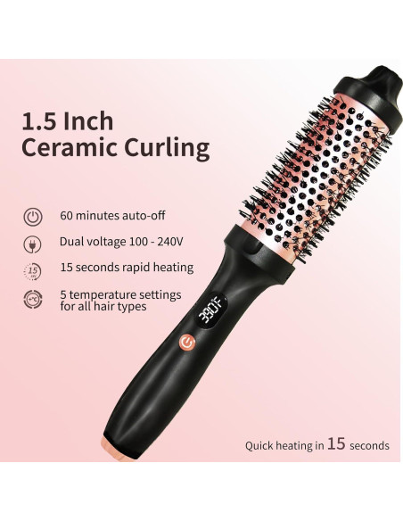 Cepillo Térmico Gexloryn 1.5" Cerámica Tourmalina 3 Temperaturas Cepillo Térmico Gexloryn 1.5" Cerámica Tourmalina 3 Temperaturas
