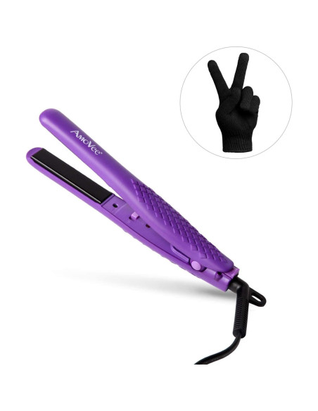 Mini Plancha de Cabello AmoVee 0.7" Púrpura Doble Voltaje Mini Plancha de Cabello AmoVee 0.7" Púrpura Doble Voltaje