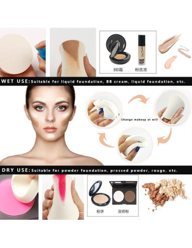 Esponjas de Maquillaje Redondas Grandes MyOnly - 3 Piezas
