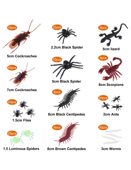 Juguetes de Broma Insectos Plásticos ASTARON 210 Pcs Halloween Juguetes de Broma Insectos Plásticos ASTARON 210 Pcs Halloween