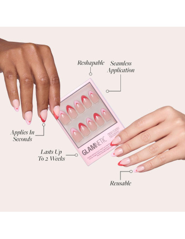 Kit de Uñas Postizas Glamnetic - Corazón Puro y Caviar