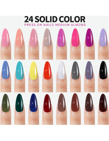 Uñas Postizas FANDAMEI Almendra Brillantes 576PCS con Pegamento