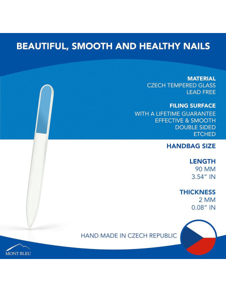 Lima de Uñas de Cristal Mont Bleu - Pequeña 90mm - Hecha a Mano Lima de Uñas de Cristal Mont Bleu - Pequeña 90mm - Hecha a Mano