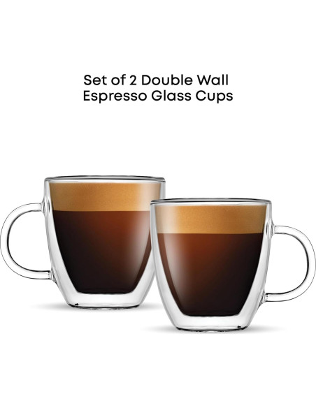 Juego de 2 Vasos de Vidrio Aislados JoyJolt 160 ml Espresso Juego de 2 Vasos de Vidrio Aislados JoyJolt 160 ml Espresso