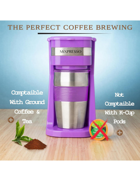 Cafetera Personal Mixpresso Morado 1 Taza 700W con Taza de Viaje Cafetera Personal Mixpresso Morado 1 Taza 700W con Taza de Viaje