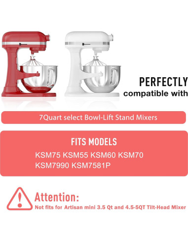 Tazón de Mezcla Acero Inoxidable 7L XINCAN para Kitchenaid