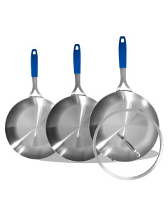Sartén de Acero Inoxidable Inqibee 21.5-30.5 cm con Tapa