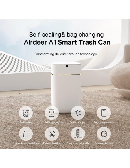 Cubo de Basura Inteligente Airdeer A1 15L con Sensor y Sellado Cubo de Basura Inteligente Airdeer A1 15L con Sensor y Sellado