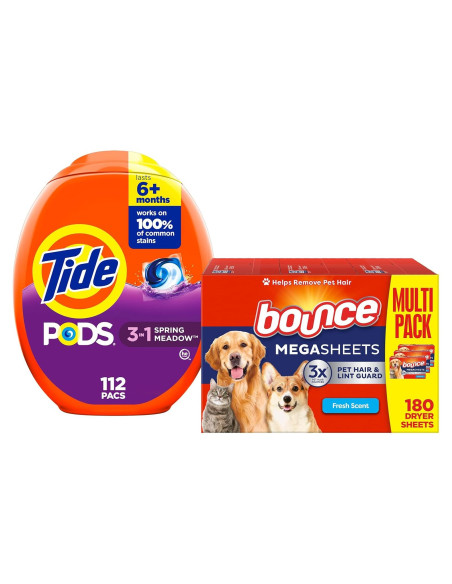 Paquete de Jabón Tide PODS y Hojas Bounce para Mascotas Paquete de Jabón Tide PODS y Hojas Bounce para Mascotas