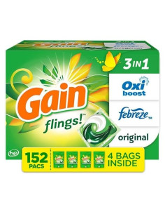 Gain flings! Detergente Líquido para Ropa 4 Bolsas 152 Unidades
