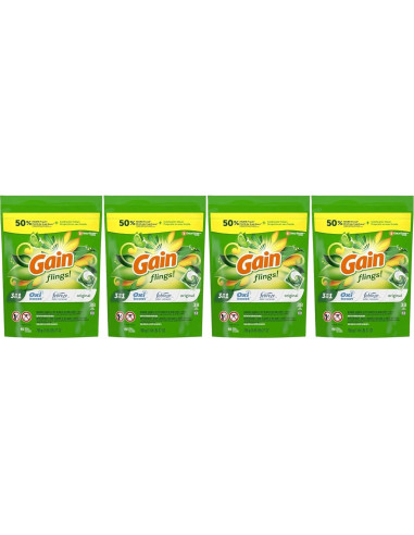 Gain flings! Detergente Líquido para Ropa 4 Bolsas 152 Unidades