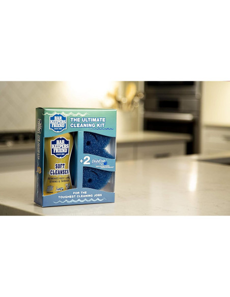 Kit de Limpieza Bar Keepers Friend - Limpiador Suave 770ml + 2 Esponjas DishFish Kit de Limpieza Bar Keepers Friend - Limpiador Suave 770ml + 2 Esponjas DishFish