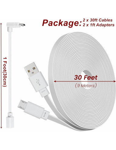 Paquete de 2 Cables de Alimentación 30 pies Wyze Cam - Cargador 18W