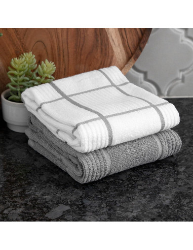 Toallas de Cocina T-Fal 2-Pack Algodón Gris 40x66 cm