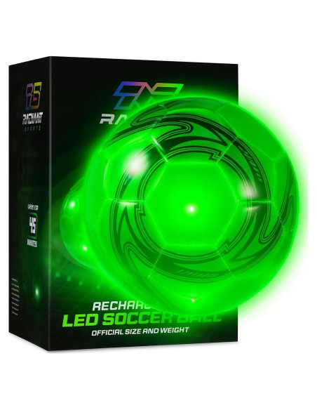 Balón de Fútbol LED Radiant Sports Tamaño 4 Verde - Iluminado Balón de Fútbol LED Radiant Sports Tamaño 4 Verde - Iluminado