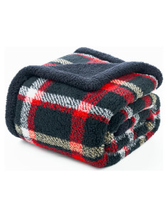 Manta de Sherpa Cozy Bliss 127x152 cm Cuadros Rojos