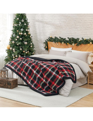 Manta de Sherpa Cozy Bliss 127x152 cm Cuadros Rojos