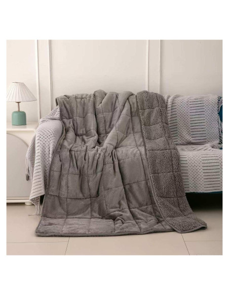 Manta pesada MENHIRY Sherpa 91x122 cm gris para adultos Manta pesada MENHIRY Sherpa 91x122 cm gris para adultos
