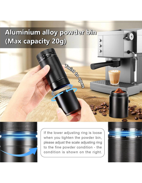 Molino de Café Manual Rollingsurfer C1 - Ajuste Externo, 20g Molino de Café Manual Rollingsurfer C1 - Ajuste Externo, 20g
