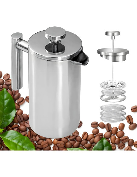 Cafetera Prensa Francesa WORBIC 12oz Acero Inoxidable Aislada Cafetera Prensa Francesa WORBIC 12oz Acero Inoxidable Aislada