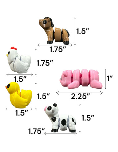 Animales Impresos en 3D ZOU3D - Granja 5 Pk - Juguetes Educativos
