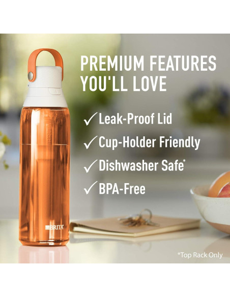 Botella de Agua Filtrante Brita 768 ml Libre de BPA Coral Botella de Agua Filtrante Brita 768 ml Libre de BPA Coral