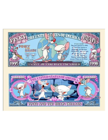 Billetes Conmemorativos Anime Pinky y Cerebro con Protector