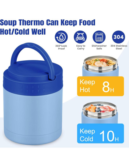 Termo de Sopa Aislado HWONMTE 298ml Boca Ancha Azul Termo de Sopa Aislado HWONMTE 298ml Boca Ancha Azul
