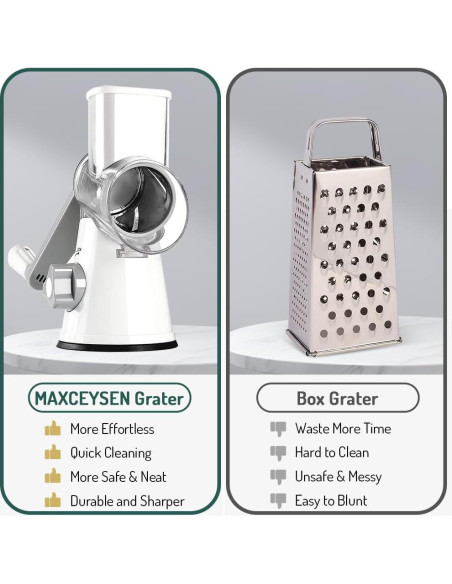 Rallador de Queso Rotatorio Maxceysen 3 Cuchillas Acero Inoxidable Rallador de Queso Rotatorio Maxceysen 3 Cuchillas Acero Inoxidable