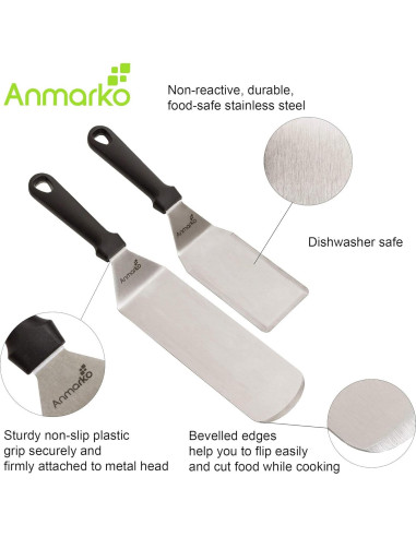 Juego de Espátulas de Acero Inoxidable Anmarko - 2 Piezas