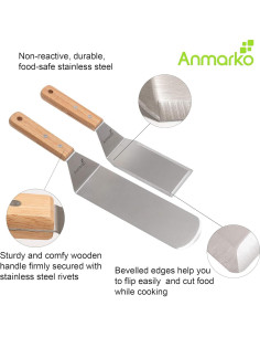 Juego de Espátulas de Acero Inoxidable Anmarko - 2 Piezas 2