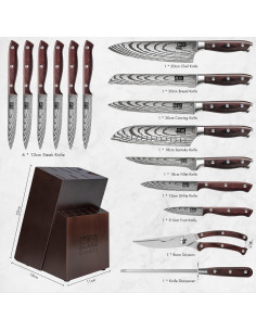 Juego de cuchillos SHAN ZU 16 piezas acero japonés ultra afilado 2