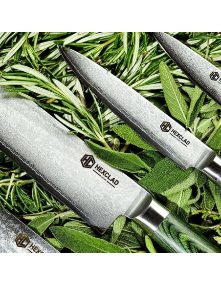Juego de cuchillos HexClad 6 piezas acero japonés Damascus Juego de cuchillos HexClad 6 piezas acero japonés Damascus