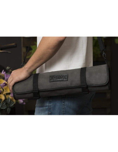 Bolsa de Cuchillos Asaya Gris - Lona 10 Espacios 12.7x45.7cm