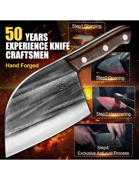 Cuchillo de Chef Forjado ENOKING 17 cm Acero Carbono Mango Madera Cuchillo de Chef Forjado ENOKING 17 cm Acero Carbono Mango Madera