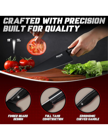 Cuchillo de Chef Japonés Huusk 20.32cm Acero Inoxidable Negro Cuchillo de Chef Japonés Huusk 20.32cm Acero Inoxidable Negro