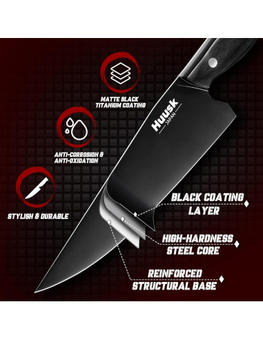 Cuchillo de Chef Japonés Huusk 20.32cm Acero Inoxidable Negro
