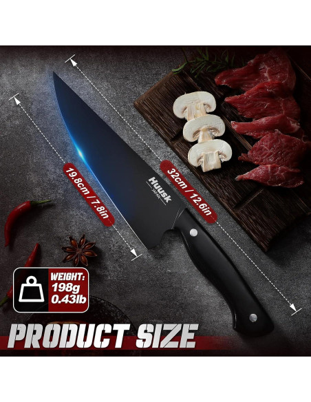 Cuchillo de Chef Japonés Huusk 20.32cm Acero Inoxidable Negro Cuchillo de Chef Japonés Huusk 20.32cm Acero Inoxidable Negro