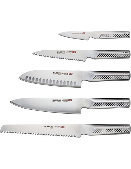 Conjunto de Cuchillos Global Ukon 6 Piezas Acero Japonés Conjunto de Cuchillos Global Ukon 6 Piezas Acero Japonés