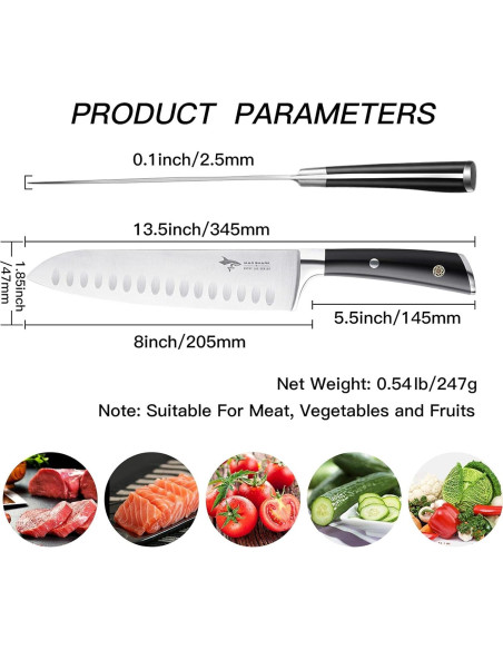 Cuchillo Santoku MAD SHARK 20.32 cm Acero Inoxidable Afilado Cuchillo Santoku MAD SHARK 20.32 cm Acero Inoxidable Afilado