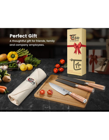 Juego de cuchillos de cocina SYOKAMI 14 piezas con bolsa enrollable
