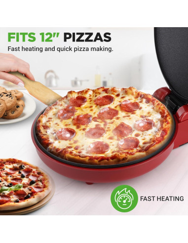 Horno de Pizza Eléctrico NutriChef 1500W Antiadherente 30.48cm