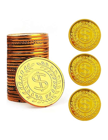 Conjunto de 100 Monedas de Oro de Plástico TCOTBE - Fiesta Pirata